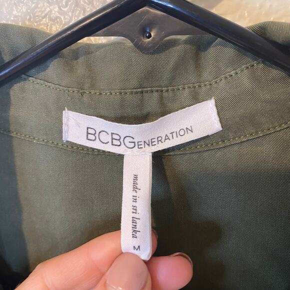 BCBGeneration Classic Green Long Sleeve Dress Size M Minimalist Utility Gorpcore - Picture 10 of 10